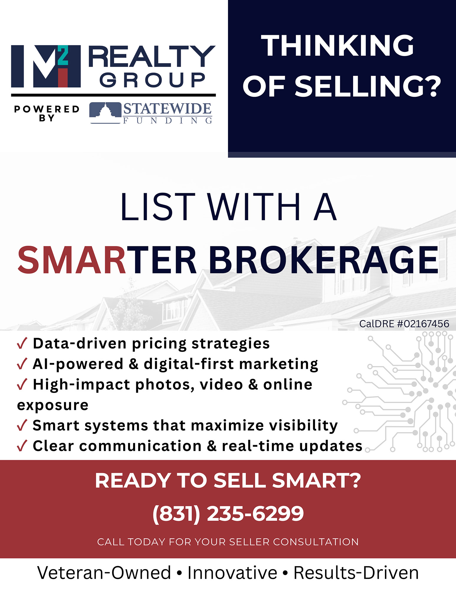 Veteran-owned real estate brokerage in Salinas using data-driven pricing and AI-powered marketing to help home sellers get results